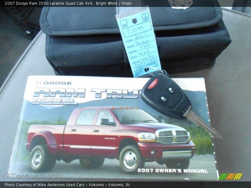 Bright White / Khaki 2007 Dodge Ram 3500 Laramie Quad Cab 4x4