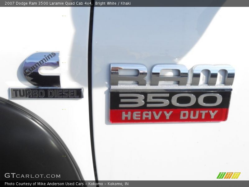 Bright White / Khaki 2007 Dodge Ram 3500 Laramie Quad Cab 4x4