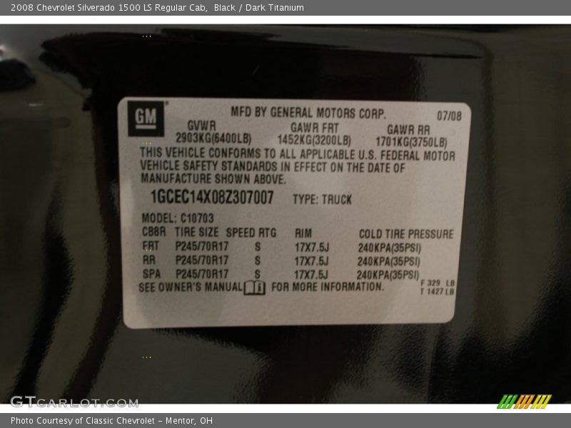 Black / Dark Titanium 2008 Chevrolet Silverado 1500 LS Regular Cab