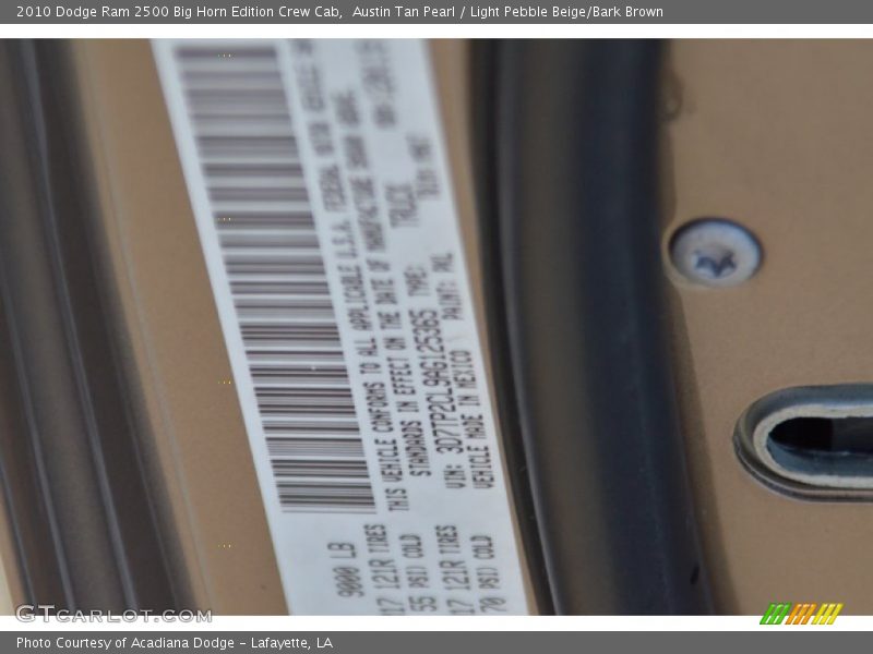Austin Tan Pearl / Light Pebble Beige/Bark Brown 2010 Dodge Ram 2500 Big Horn Edition Crew Cab