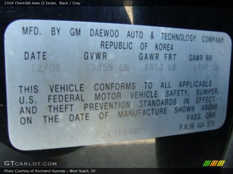 Black / Gray 2004 Chevrolet Aveo LS Sedan