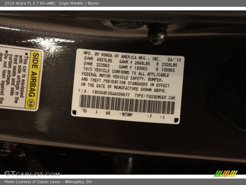 Grigio Metallic / Ebony 2010 Acura TL 3.7 SH-AWD