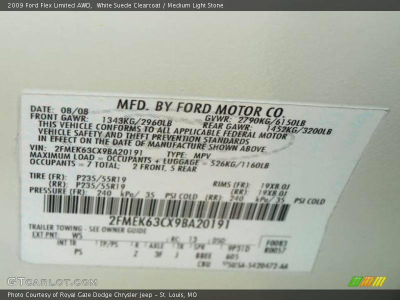 White Suede Clearcoat / Medium Light Stone 2009 Ford Flex Limited AWD