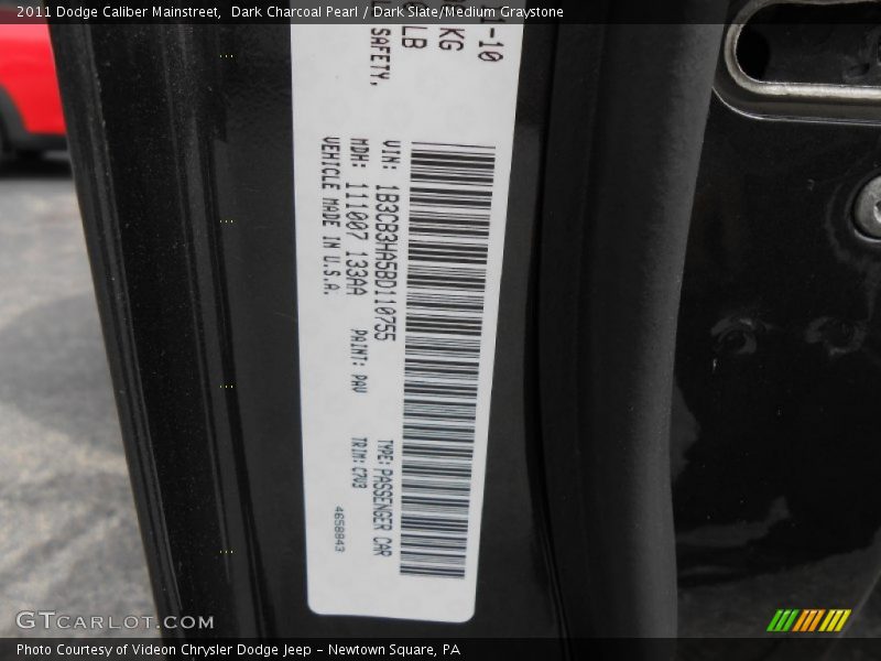 Dark Charcoal Pearl / Dark Slate/Medium Graystone 2011 Dodge Caliber Mainstreet