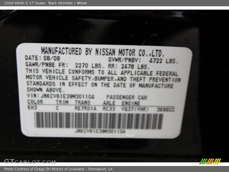 Black Obsidian / Wheat 2009 Infiniti G 37 Sedan