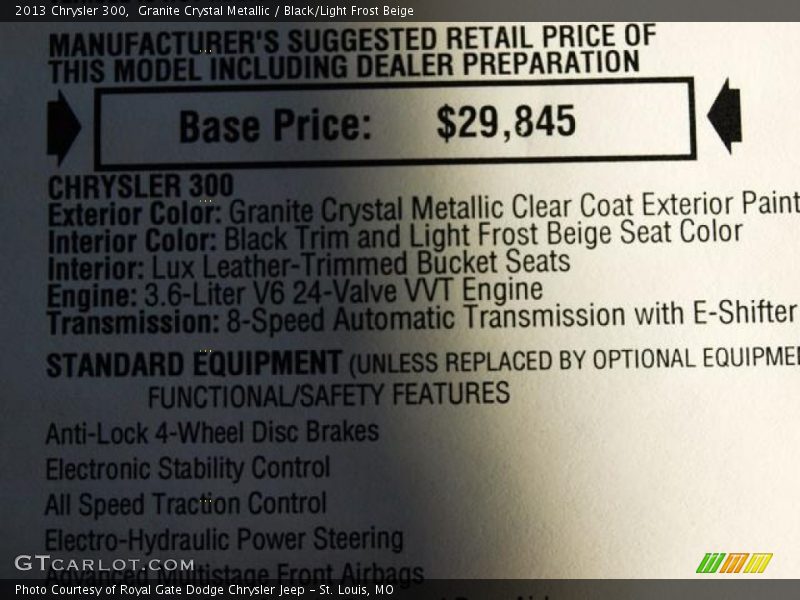 Granite Crystal Metallic / Black/Light Frost Beige 2013 Chrysler 300