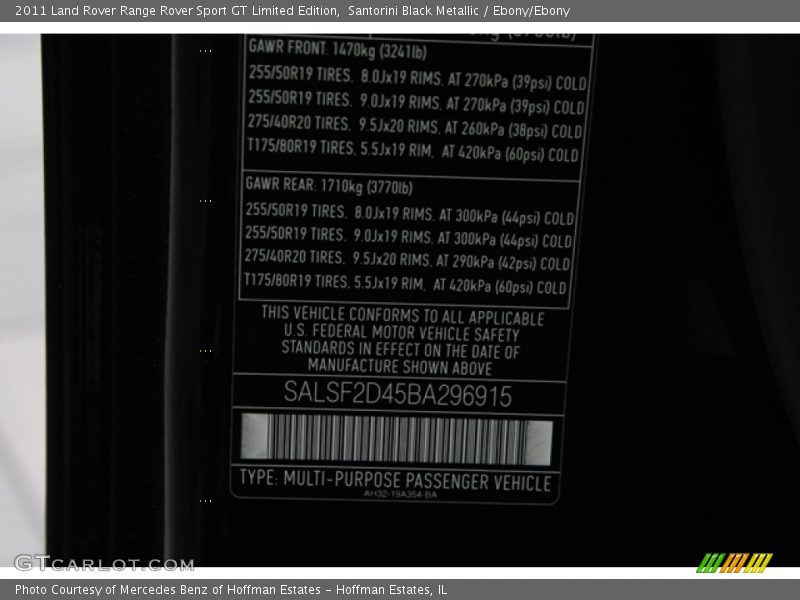 Santorini Black Metallic / Ebony/Ebony 2011 Land Rover Range Rover Sport GT Limited Edition