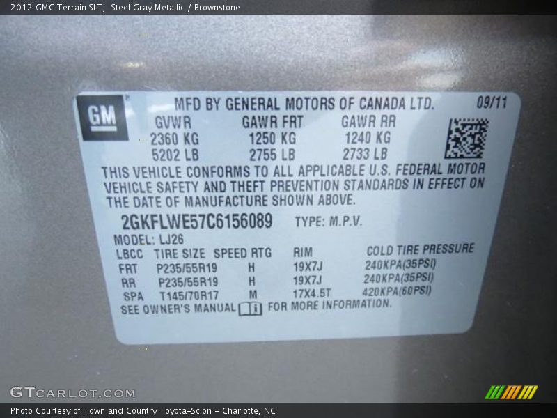 Steel Gray Metallic / Brownstone 2012 GMC Terrain SLT