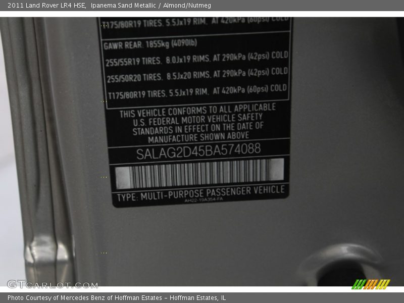 Ipanema Sand Metallic / Almond/Nutmeg 2011 Land Rover LR4 HSE