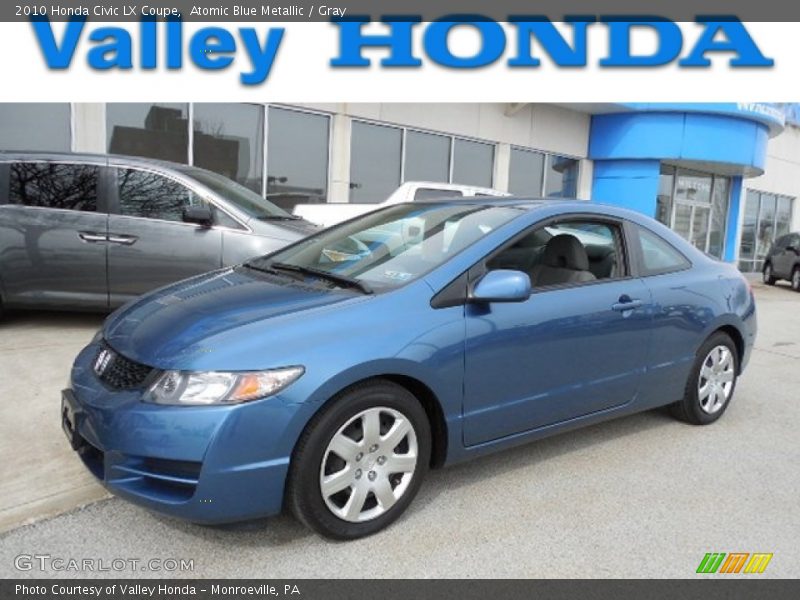 Atomic Blue Metallic / Gray 2010 Honda Civic LX Coupe