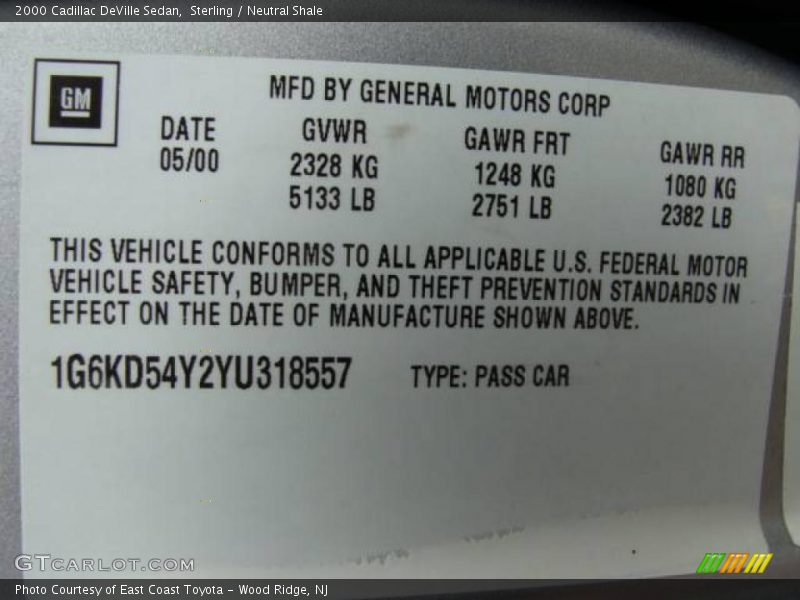 Sterling / Neutral Shale 2000 Cadillac DeVille Sedan