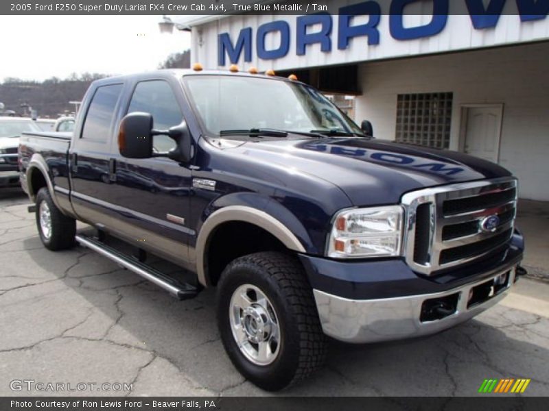 True Blue Metallic / Tan 2005 Ford F250 Super Duty Lariat FX4 Crew Cab 4x4