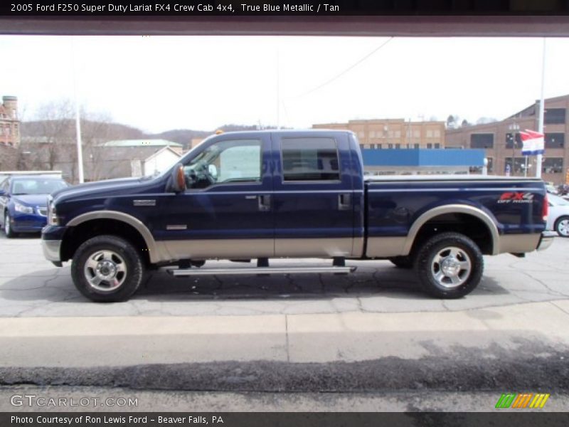 True Blue Metallic / Tan 2005 Ford F250 Super Duty Lariat FX4 Crew Cab 4x4