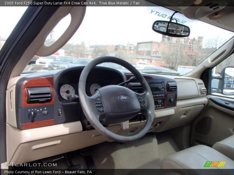 True Blue Metallic / Tan 2005 Ford F250 Super Duty Lariat FX4 Crew Cab 4x4