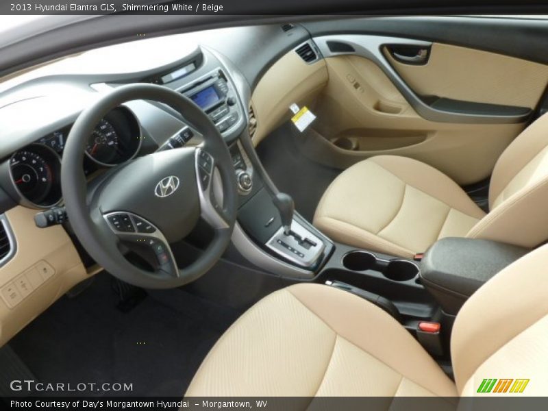 Shimmering White / Beige 2013 Hyundai Elantra GLS