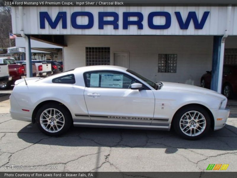 Ingot Silver / Charcoal Black 2014 Ford Mustang V6 Premium Coupe