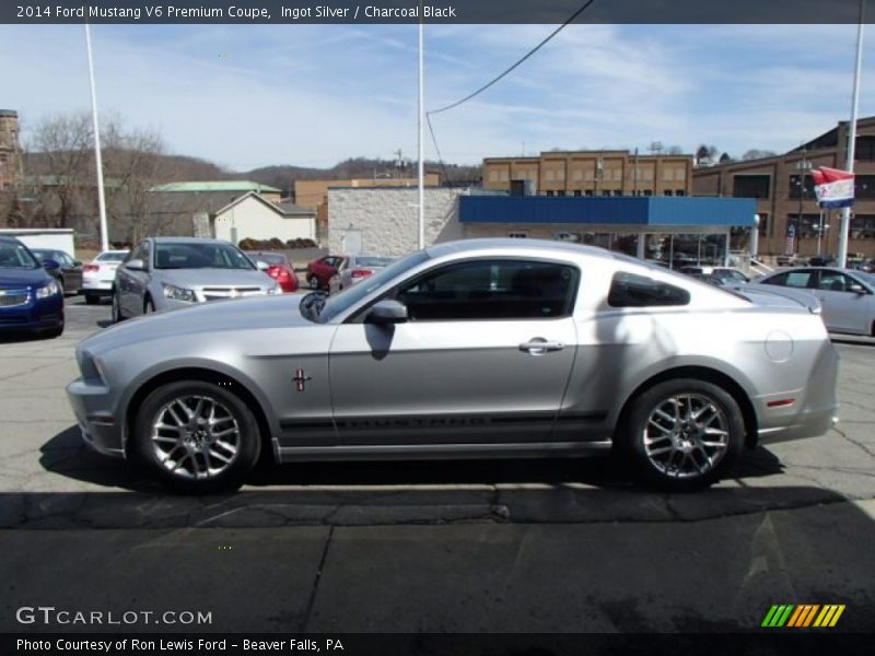 Ingot Silver / Charcoal Black 2014 Ford Mustang V6 Premium Coupe