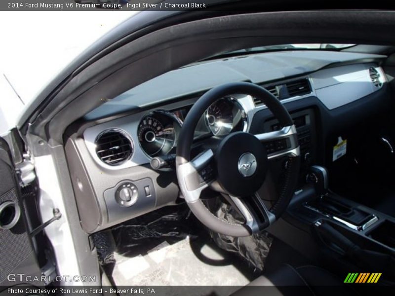 Ingot Silver / Charcoal Black 2014 Ford Mustang V6 Premium Coupe