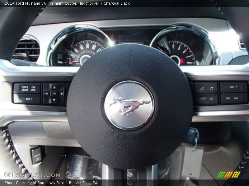 Ingot Silver / Charcoal Black 2014 Ford Mustang V6 Premium Coupe