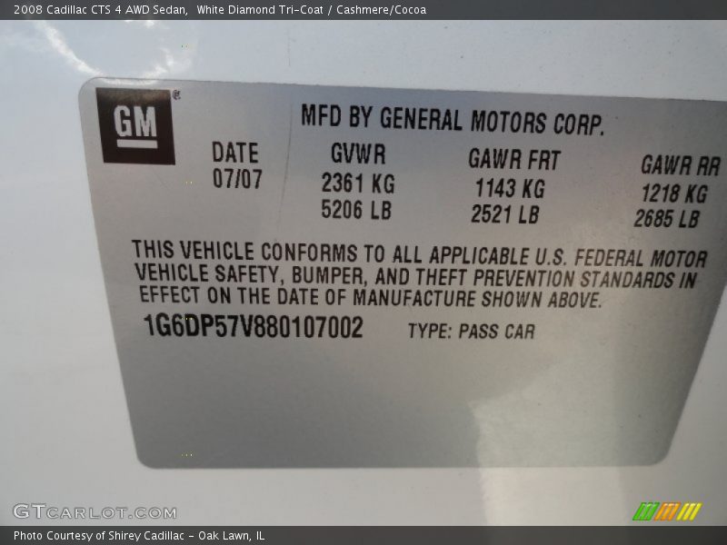 White Diamond Tri-Coat / Cashmere/Cocoa 2008 Cadillac CTS 4 AWD Sedan