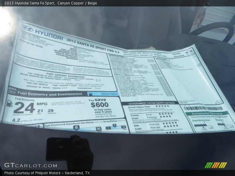 Canyon Copper / Beige 2013 Hyundai Santa Fe Sport