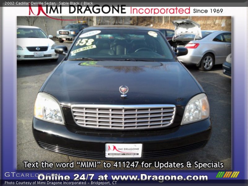 Sable Black / Black 2002 Cadillac DeVille Sedan