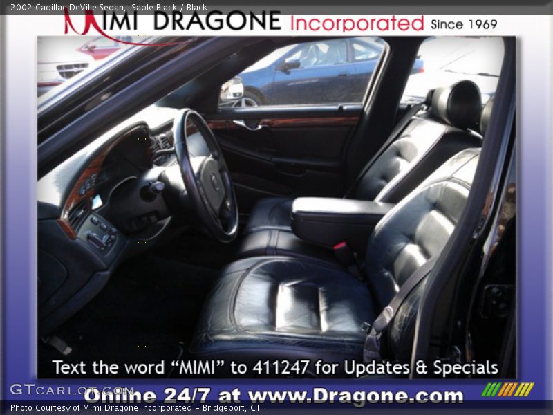 Sable Black / Black 2002 Cadillac DeVille Sedan