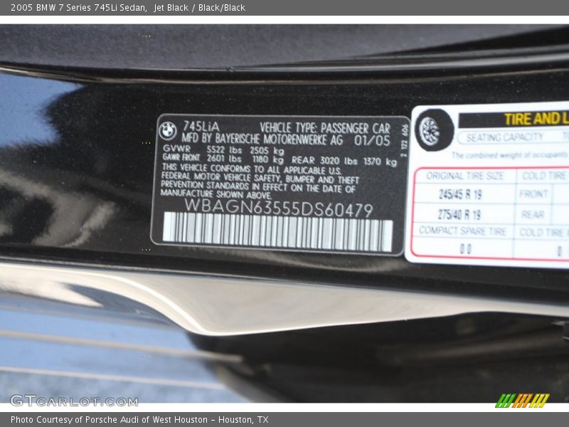 Jet Black / Black/Black 2005 BMW 7 Series 745Li Sedan