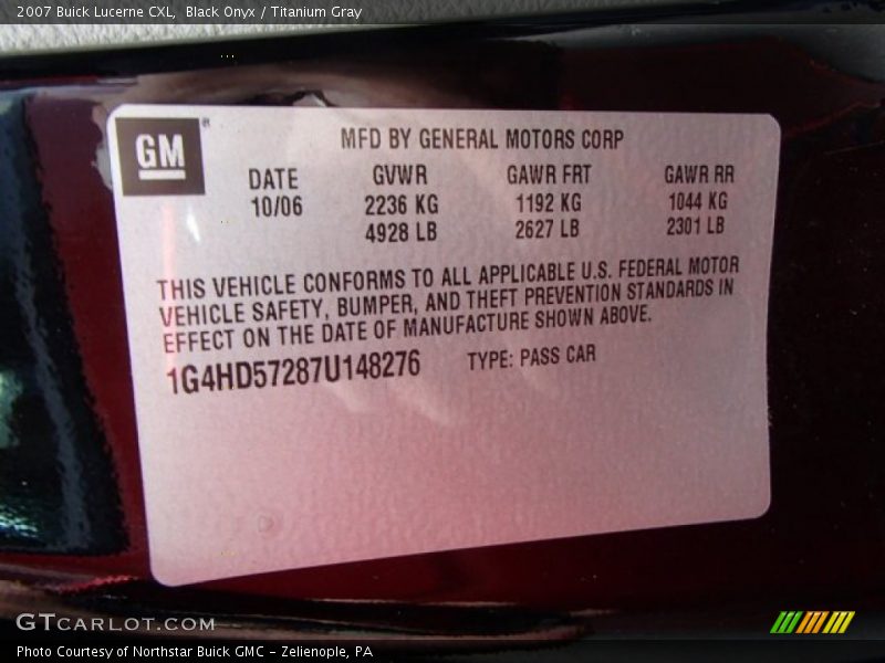 Black Onyx / Titanium Gray 2007 Buick Lucerne CXL