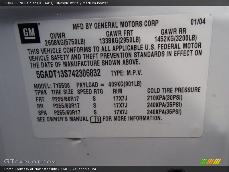 Olympic White / Medium Pewter 2004 Buick Rainier CXL AWD