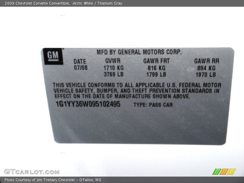 Arctic White / Titanium Gray 2009 Chevrolet Corvette Convertible
