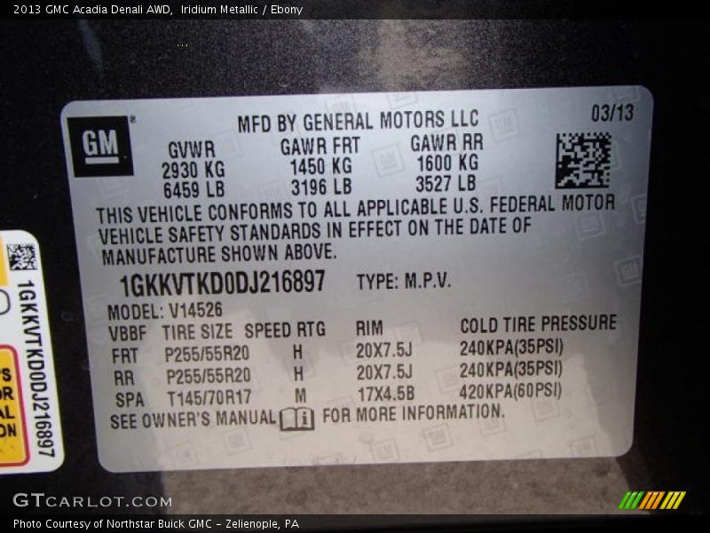 Iridium Metallic / Ebony 2013 GMC Acadia Denali AWD