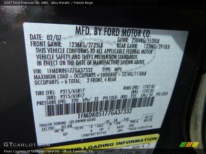 Alloy Metallic / Pebble Beige 2007 Ford Freestyle SEL AWD