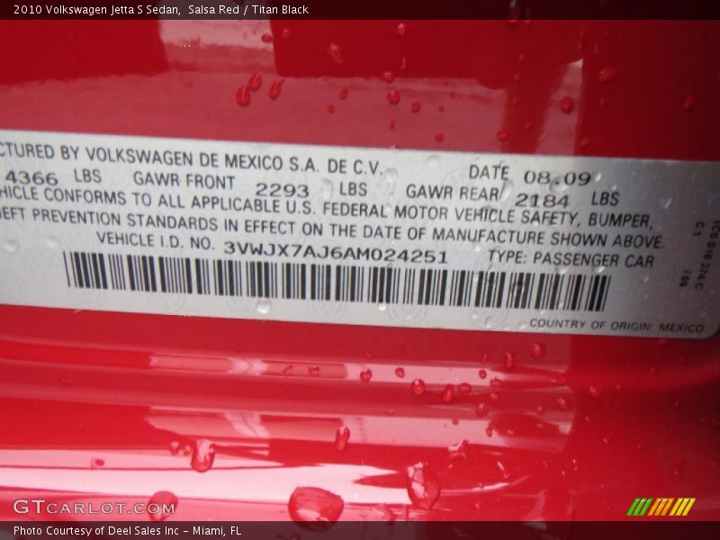 Salsa Red / Titan Black 2010 Volkswagen Jetta S Sedan
