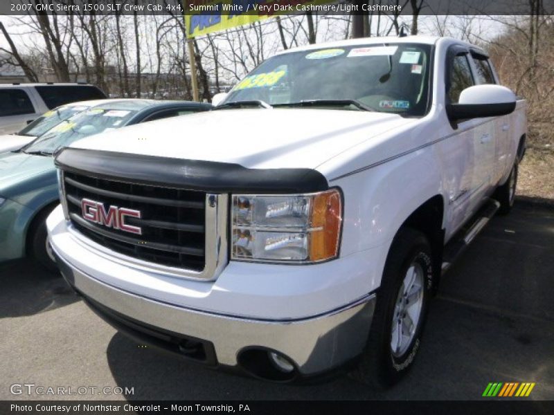 Summit White / Very Dark Cashmere/Light Cashmere 2007 GMC Sierra 1500 SLT Crew Cab 4x4