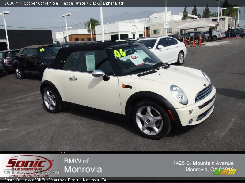 Pepper White / Black/Panther Black 2006 Mini Cooper Convertible