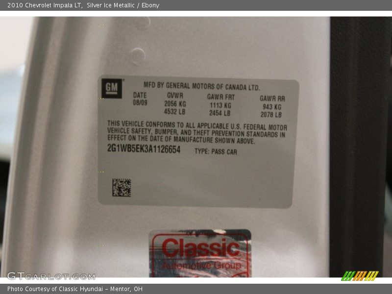 Silver Ice Metallic / Ebony 2010 Chevrolet Impala LT