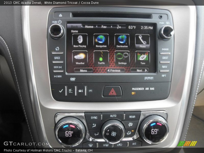 White Diamond Tricoat / Cocoa Dune 2013 GMC Acadia Denali