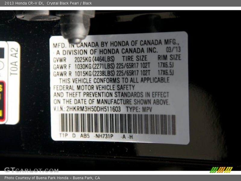 Crystal Black Pearl / Black 2013 Honda CR-V EX