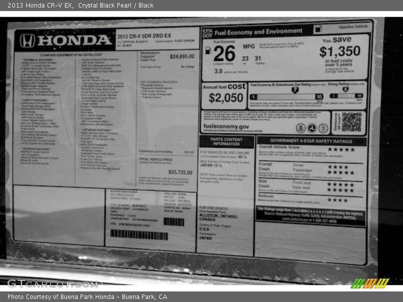 Crystal Black Pearl / Black 2013 Honda CR-V EX
