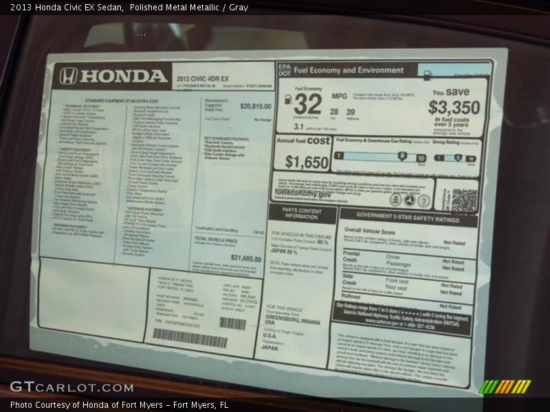 Polished Metal Metallic / Gray 2013 Honda Civic EX Sedan