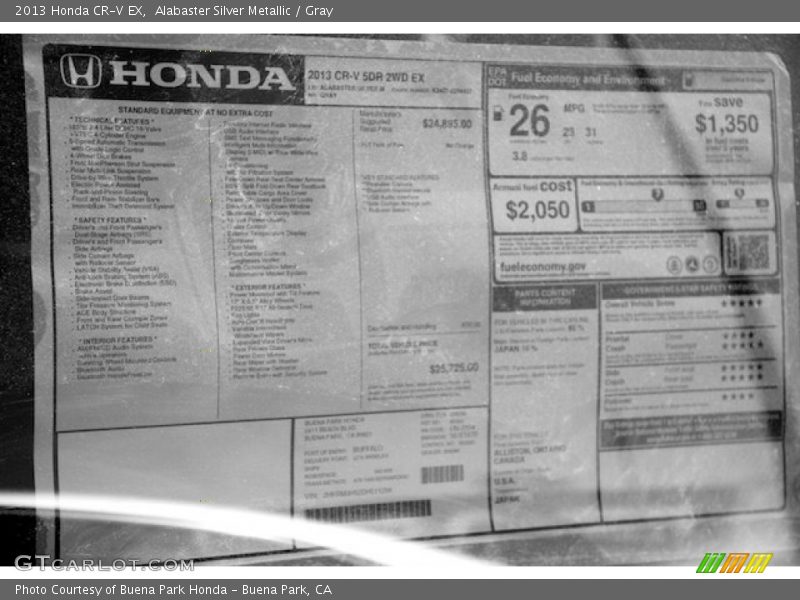 Alabaster Silver Metallic / Gray 2013 Honda CR-V EX