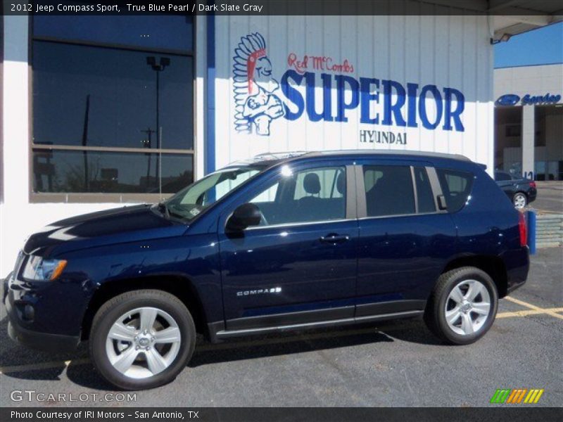 True Blue Pearl / Dark Slate Gray 2012 Jeep Compass Sport