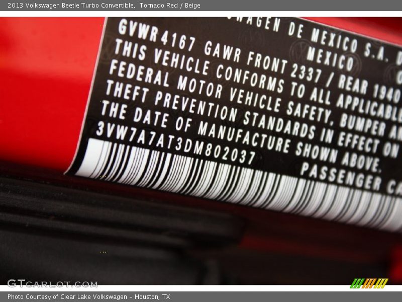 Tornado Red / Beige 2013 Volkswagen Beetle Turbo Convertible