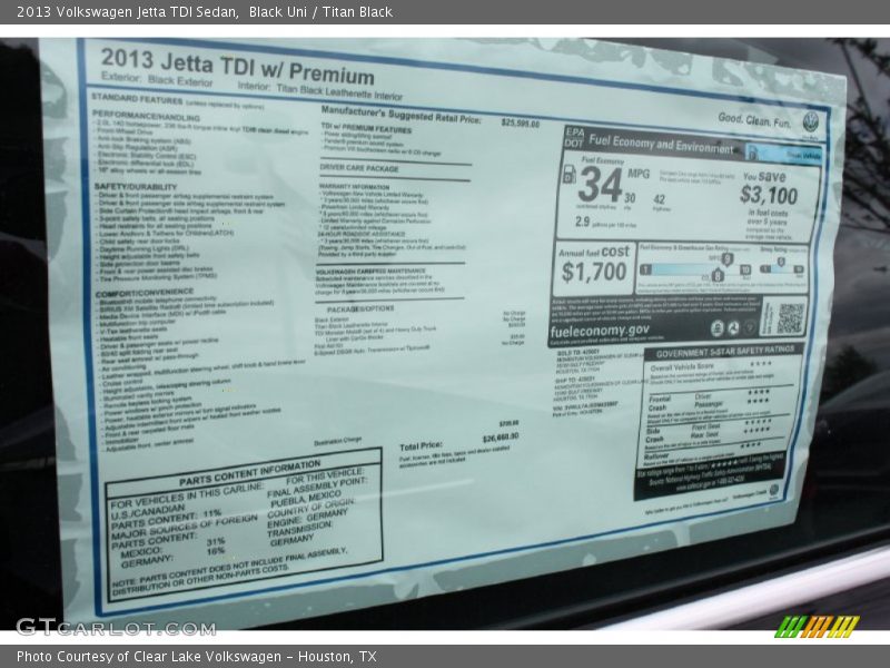 Black Uni / Titan Black 2013 Volkswagen Jetta TDI Sedan