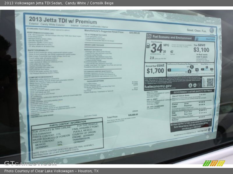 Candy White / Cornsilk Beige 2013 Volkswagen Jetta TDI Sedan