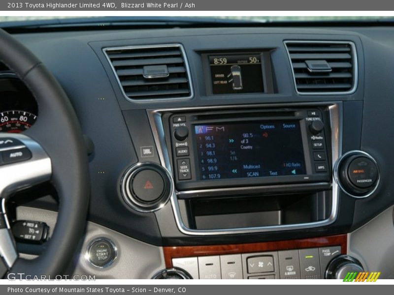 Blizzard White Pearl / Ash 2013 Toyota Highlander Limited 4WD