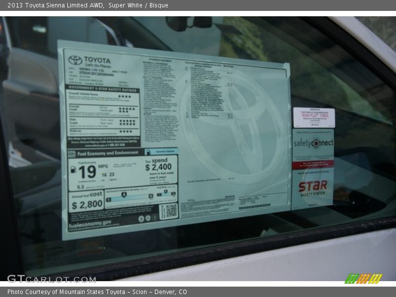 Super White / Bisque 2013 Toyota Sienna Limited AWD
