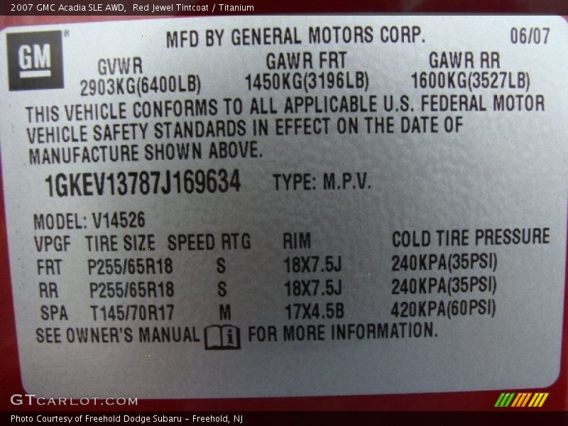 Red Jewel Tintcoat / Titanium 2007 GMC Acadia SLE AWD