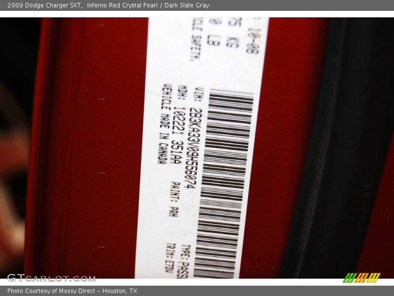 Inferno Red Crystal Pearl / Dark Slate Gray 2009 Dodge Charger SXT